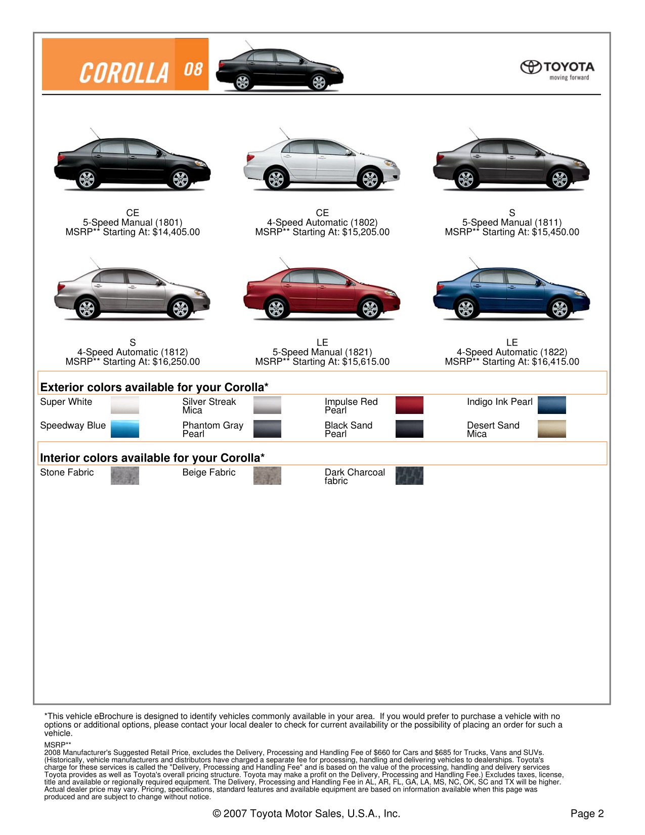 2008 Toyota Corolla Brochure Page 9